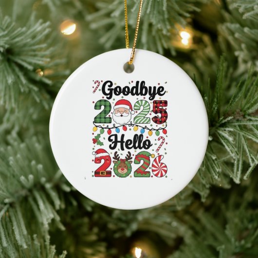 Auf Wiedersehen 2025 Hallo 2026 Neujahrsvorsatz   Keramik Ornament (Baum)