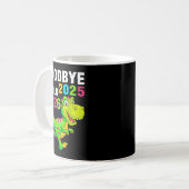 Auf Wiedersehen 2025 Hallo 2026 T Rex Frohes Neues Kaffeetasse (Vorderseite Links)