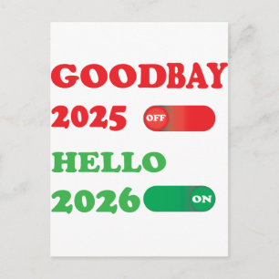 Auf Wiedersehen 2025 Hallo 2026 Toggle-Kartendesig Feiertagspostkarte
