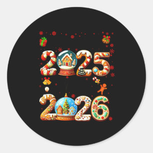 Auf Wiedersehen 2025 Hallo 2026 Weihnachten und ei Runder Aufkleber