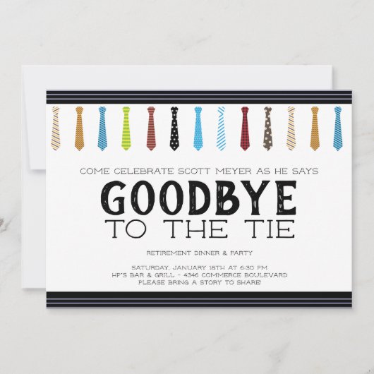 Auf Wiedersehen der Krawatte-Rente Einladung (Vorderseite)
