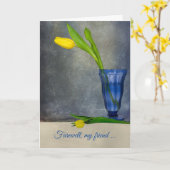 Auf Wiedersehen-gelbe Tulpe im Eiscremebecherglas Karte (Gelbe Blume)