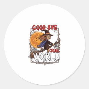 Auf Wiedersehen Grausame Welt Hexe Halloween Vollm Runder Aufkleber