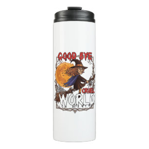 Auf Wiedersehen Grausame Welt Hexe Halloween Vollm Thermosbecher