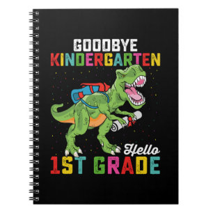 Auf Wiedersehen Kindergarten Hallo 1. Klasse T Rex Notizblock