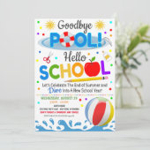 Auf Wiedersehen Pool Hallo Schule Party-Einladung Einladung (Stehend Vorderseite)