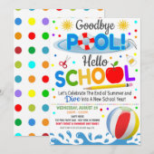 Auf Wiedersehen Pool Hallo Schule Party-Einladung Einladung (Vorne/Hinten)