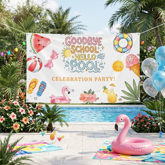 Auf Wiedersehen Schule Hallo Pool Banner