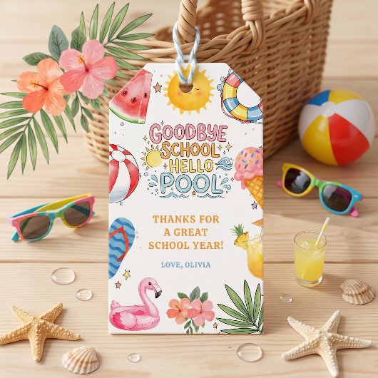 Auf Wiedersehen Schule Hallo Pool Geschenkanhänger