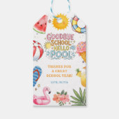 Auf Wiedersehen Schule Hallo Pool Geschenkanhänger (Vorderseite)