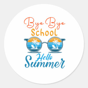 Auf Wiedersehen Schule Hallo Sommer Runder Aufkleber