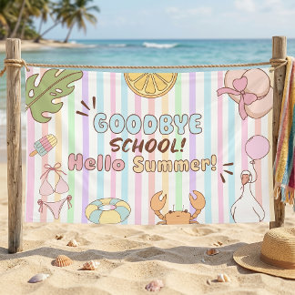 Auf Wiedersehen Schule Hallo Sommer Streifen Paste Banner