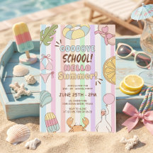 Auf Wiedersehen Schule Hallo Sommerparty Streifen