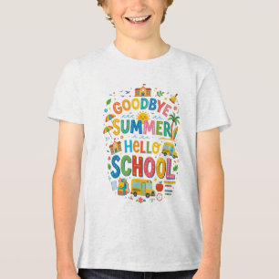 Auf Wiedersehen Sommer Hallo Schule Design Zurück Tri-Blend Shirt
