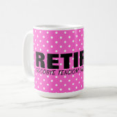 Auf Wiedersehen Spannungshallo Pension! Rosa Kaffeetasse (Vorderseite Links)