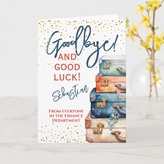 Auf Wiedersehen und Viel Glück Farewell Verlassend Karte (Gelbe Blume)