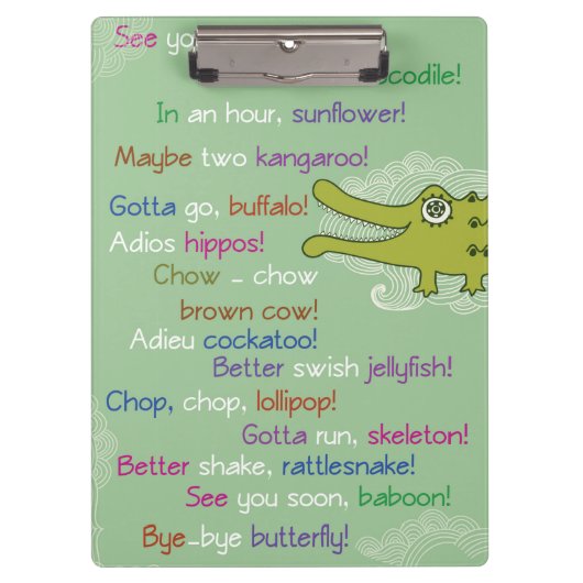 Auf Wiedersehen und Viel Glück von Group, Alligato Klemmbrett (Vorderseite)