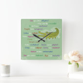 Auf Wiedersehen und Viel Glück von Group, Alligato Quadratische Wanduhr (Zuhause)