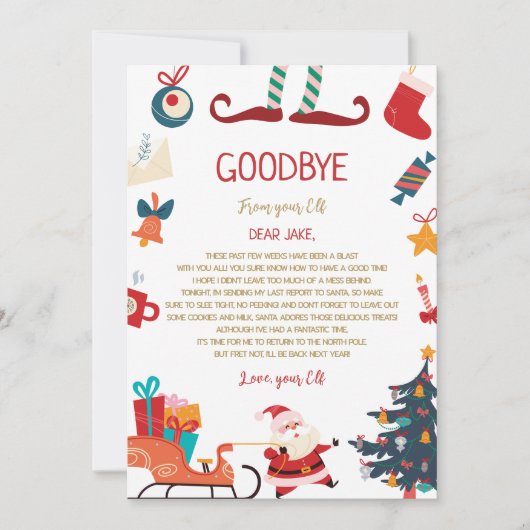 Auf Wiedersehen von Elf Weihnachtsbrief Einladung (Vorderseite)