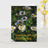 "Auf Wiedersehen Winter, hallo Frühlings-" leere Karte (Gelbe Blume)