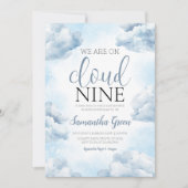 Auf Wolke 9 Baby Shower Einladung (Vorderseite)