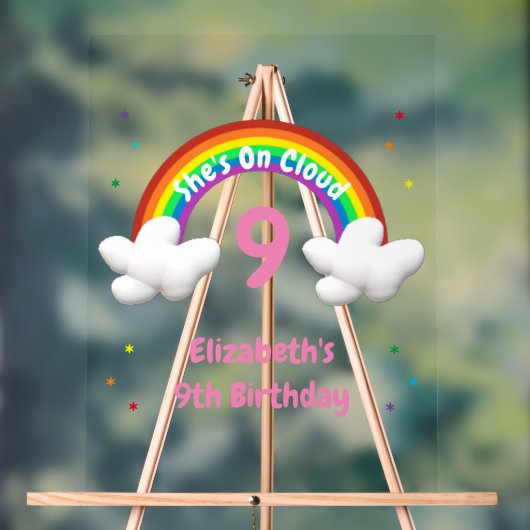 Auf Wolke 9! Regenbogen-Geburtstag Acrylschild (Neutral)
