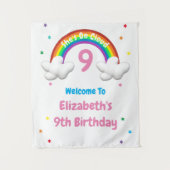 Auf Wolke 9! Regenbogen-Geburtstag Wandteppich (Vorderseite)
