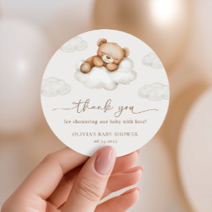 Auf Wolke Neun Neutraler Teddy-Bär-Baby-Party-Gast Runder Aufkleber