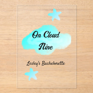 Auf Wolke neun pastellblaue Wolken Stern Junggesel Acryleinladungen