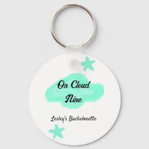 Auf Wolke neun pastellgrüne Wolken Stern Junggesel Schlüsselanhänger