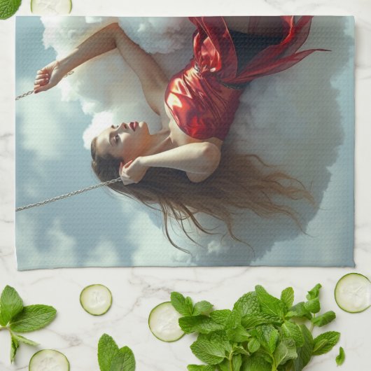 Auf Wolke sieben Geschirrtuch (Gefaltet)