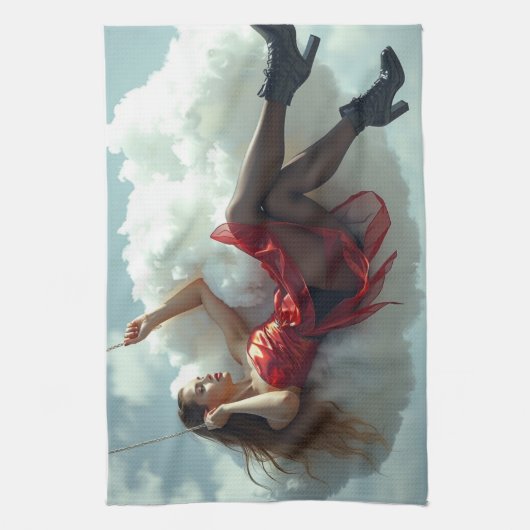 Auf Wolke sieben Geschirrtuch (Vertikal)