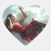 Auf Wolke Sieben Herz-Aufkleber (Vorderseite)