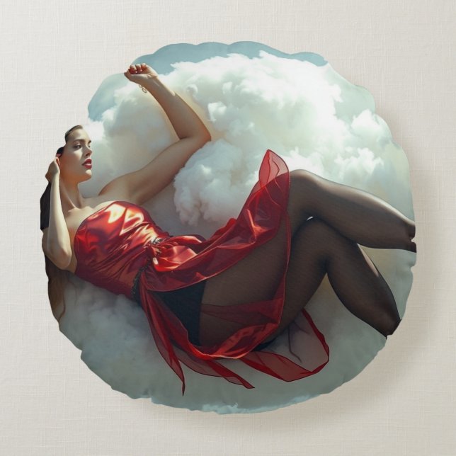 Auf Wolke sieben Rundes Kissen (Vorderseite)