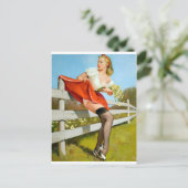 Auf Zaun Button oben gefangen Postkarte (Stehend Vorderseite)