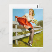 Auf Zaun Button oben gefangen Postkarte (Vorne/Hinten)