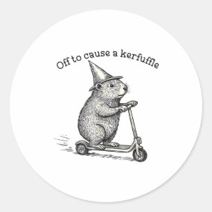 Auf zu einem Wirbel Capybara Roller-Chaos Fu Runder Aufkleber