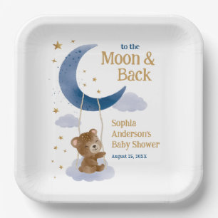 Auf zum Mond und zurück Baby Shower Papier Teller