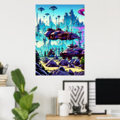 Aufbau einer Basis auf einem Alien-Planeten | AI A Poster (Heimbüro)