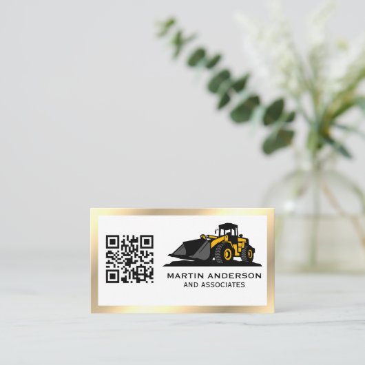 Aufbau von Unternehmen | QR-Code | Gold Metallic Visitenkarte (Stehend Vorderseite)