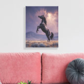 Aufbäumendes Schwarzes Pferd Gewitter Kunst Leinwanddruck (Insitu (Wohnzimmer))