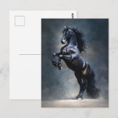 Aufbäumendes schwarzes Pferd Postkarte (Vorne/Hinten)