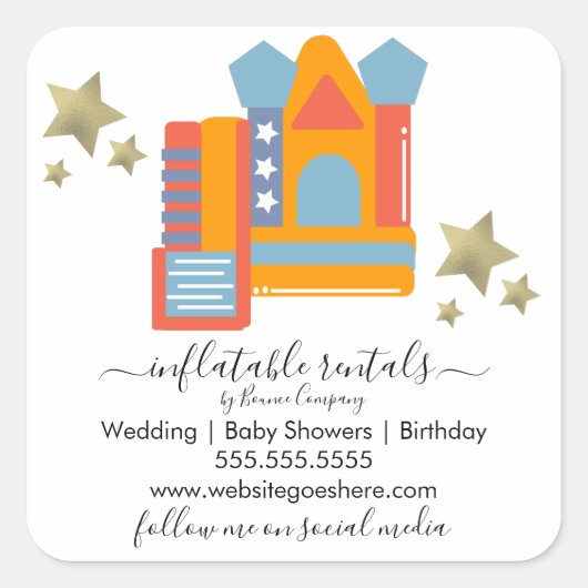 Aufblasbare Bounce House Slides Quadratischer Aufkleber (Vorderseite)