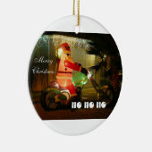 Aufblasbare Sankt reitet ein Motocycle Keramikornament (Rechts)