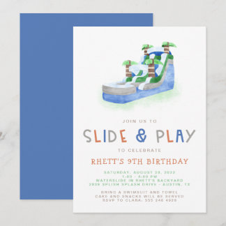 Aufblasbare Wasserrutsche Geburtstagsparty Einladu Einladung