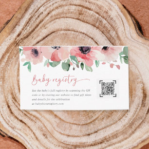 Aufblühend in Liebe Rosa Babyparty Baby-Registry Begleitkarte
