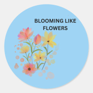Aufblühend wie Blumen Wasserfarbe Floral Runder Aufkleber