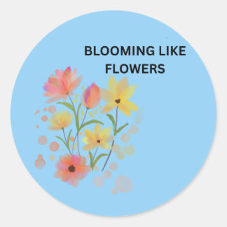 Aufblühend wie Blumen | Wasserfarbe Floral  Runder Aufkleber