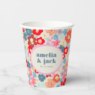 Aufblühende Freude Helle Florale Maximalistische H Pappbecher