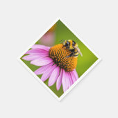 Aufblühende Hummel auf Purpur-Sonnenhut-Serviette Serviette (Ecke)